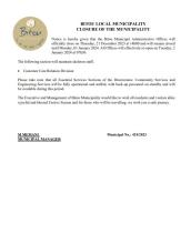 Closure of the Municipality